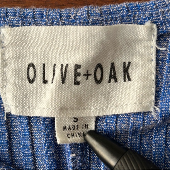 Olive + Oak Blue Ribbed High Neck Sleeveless Mini Swing Dress - Picture 6 of 7